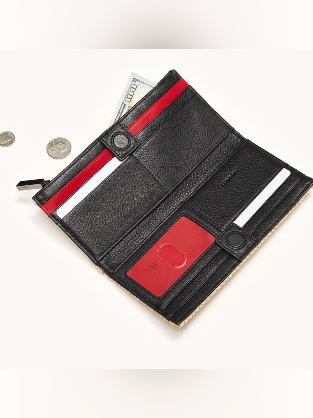 Hammitt 110 North Chaparral Raffia/Gunmetal Wallet; Preloved; Dust-bag - Picture 3 of 13